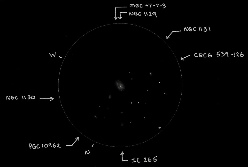 Astronomical League Additional Galaxy Group #9 (aka NGC 1129 Group). Copyright (c) 2013 Robert D. Vickers, Jr.